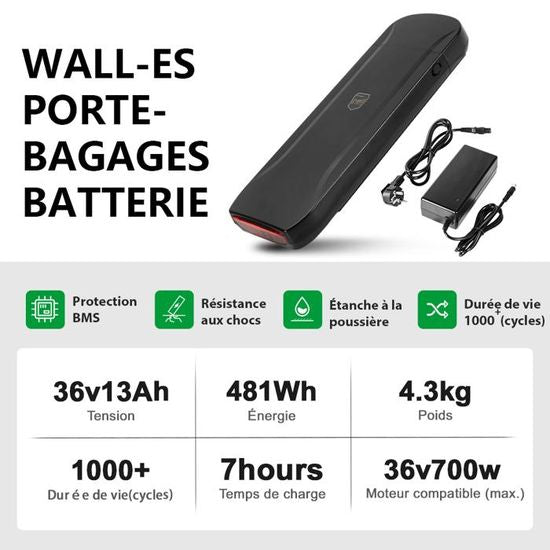 YOSE POWER Batterie Vélo électrique 36V 13Ah - Lithium Batterie Joycube "Wall-ES" JCEB360-11 pour E-bikes