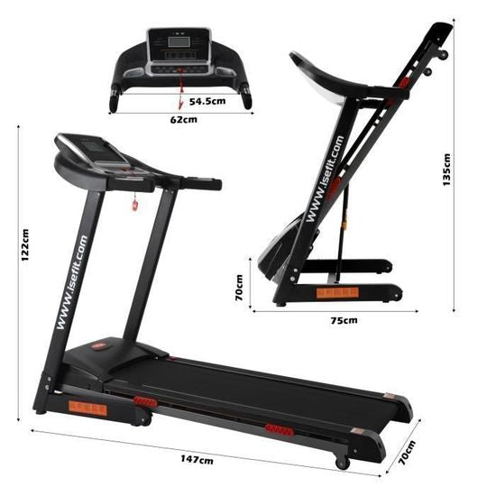 ISE Tapis de Course Electrique Pliable, Electrique Pliable,LCD,12 Programmes,verin hydraulique