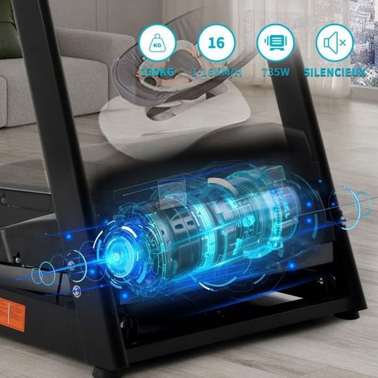 ISE Tapis de Course Electrique Pliable, Electrique Pliable,LCD,12 Programmes,verin hydraulique