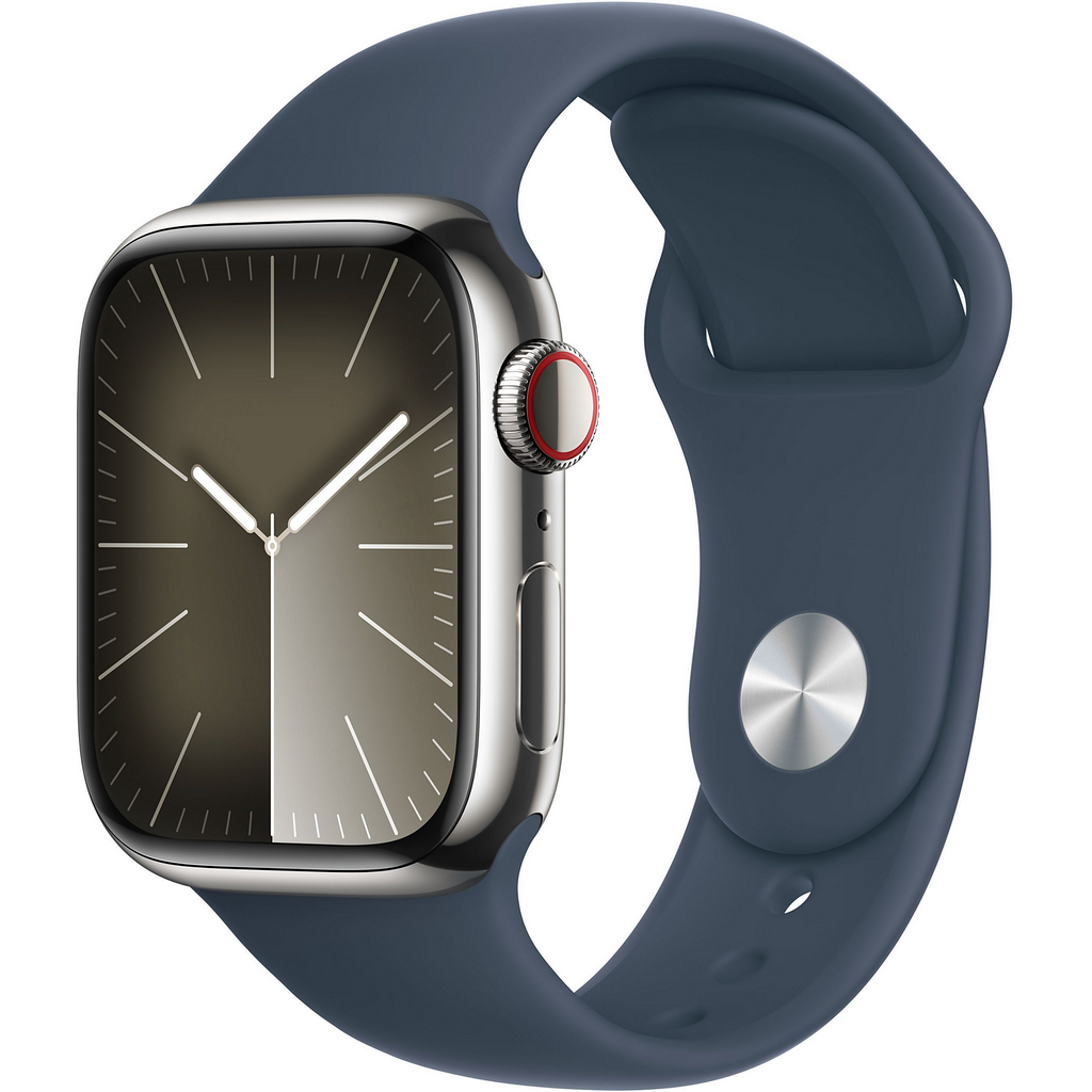 Montre connectée APPLE WATCH Serie 9 Cellular 45mm Acier/Argeny Bleu Orage S/M