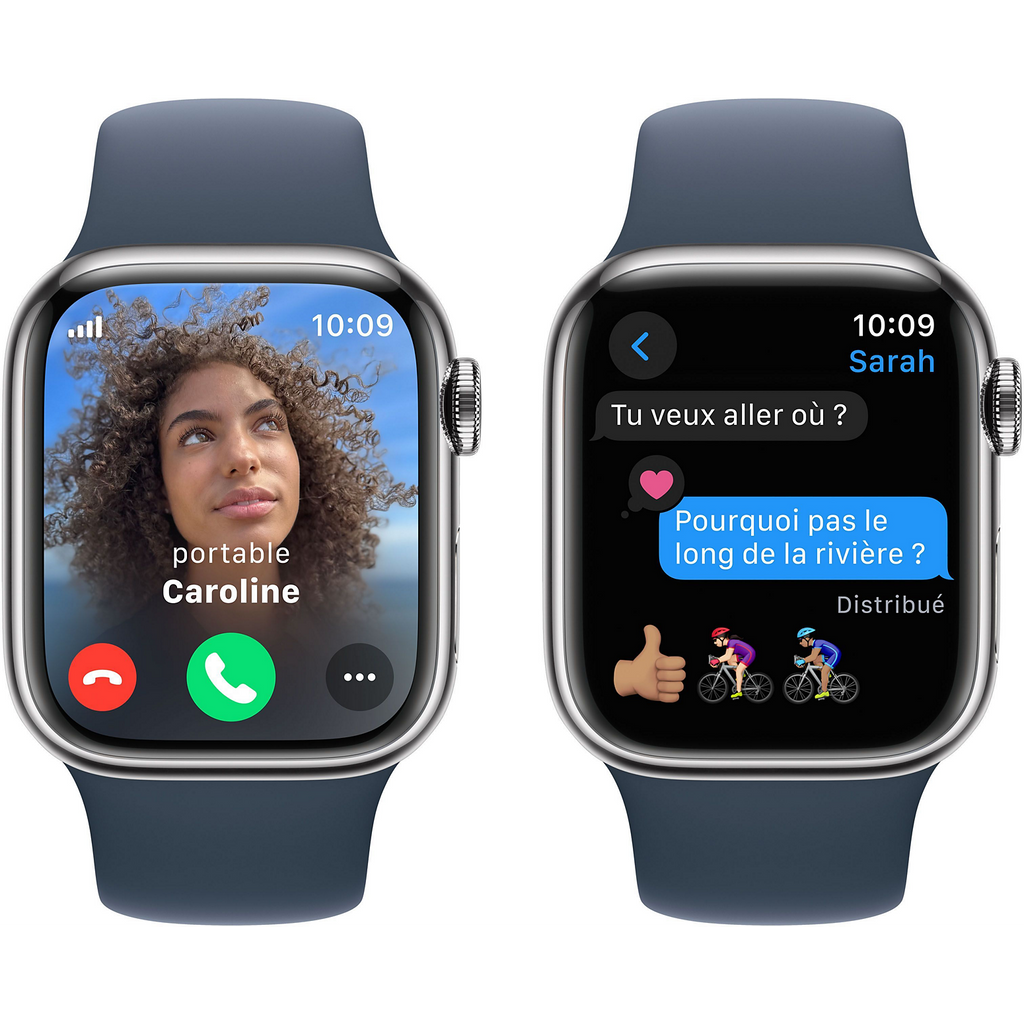 Montre connectée APPLE WATCH Serie 9 Cellular 45mm Acier/Argeny Bleu Orage S/M